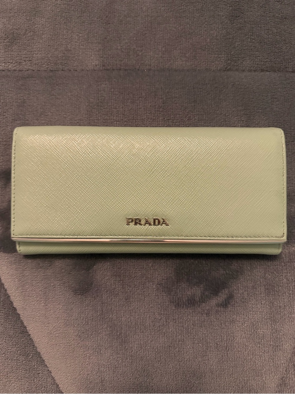 Prada Mint Green Saffiano Leather Continental Wallet